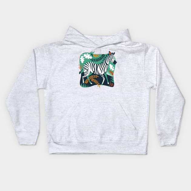 Zebra Kids Hoodie by Lucie Rice Illustration and Design, LLC